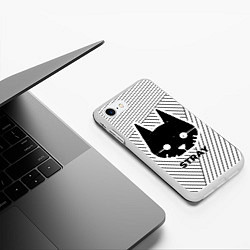Чехол iPhone 7/8 матовый Символ Stray на светлом фоне с полосами, цвет: 3D-белый — фото 2