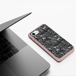 Чехол iPhone 7/8 матовый Темно серый графитовый с текстурой камня, цвет: 3D-светло-розовый — фото 2