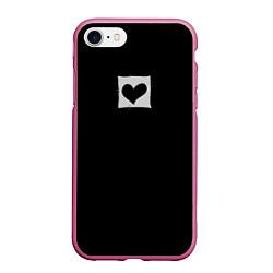 Чехол iPhone 7/8 матовый Пустое сердце - заплатка, цвет: 3D-малиновый