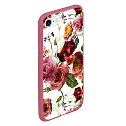 Чехол iPhone 7/8 матовый Цветы Нарисованные Красные и Розовые Розы, цвет: 3D-малиновый — фото 2