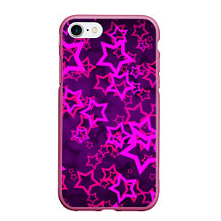 Чехол iPhone 7/8 матовый Purple stars, цвет: 3D-малиновый