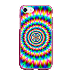 Чехол iPhone 7/8 матовый Радужная оптическая иллюзия, цвет: 3D-малиновый