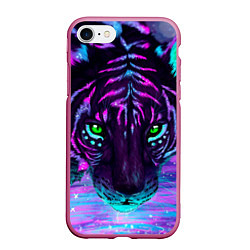 Чехол iPhone 7/8 матовый Светящийся неоновый тигр