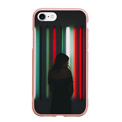 Чехол iPhone 7/8 матовый Неоновые фонари и девушка, цвет: 3D-светло-розовый