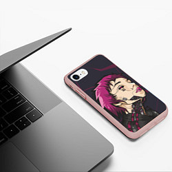 Чехол iPhone 7/8 матовый Голова девушки-кибера, цвет: 3D-светло-розовый — фото 2