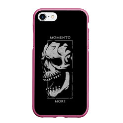 Чехол iPhone 7/8 матовый MOMENTO MORI - SKULL, цвет: 3D-малиновый