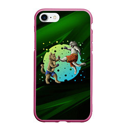 Чехол iPhone 7/8 матовый Кошачий бой - карате, цвет: 3D-малиновый