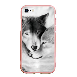 Чехол iPhone 7/8 матовый Love: Волк и волчица, цвет: 3D-светло-розовый