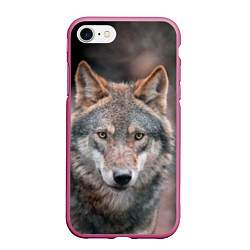 Чехол iPhone 7/8 матовый Волк с грустными глазами, цвет: 3D-малиновый