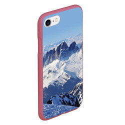 Чехол iPhone 7/8 матовый Гряда снежных вершин, цвет: 3D-малиновый — фото 2