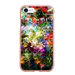 Чехол iPhone 7/8 матовый Цветы на черепах