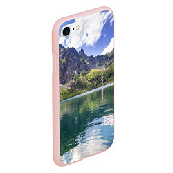 Чехол iPhone 7/8 матовый Прозрачное горное озеро, цвет: 3D-светло-розовый — фото 2