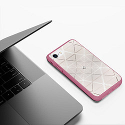 Чехол iPhone 7/8 матовый Абстрактные геометрические линии и точки, цвет: 3D-малиновый — фото 2