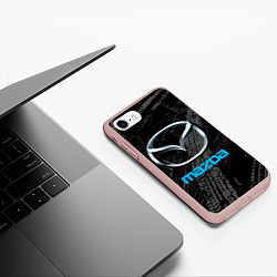 Чехол iPhone 7/8 матовый Mazda - следы шин, цвет: 3D-светло-розовый — фото 2