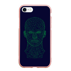 Чехол iPhone 7/8 матовый Объёмный каркас человека - геометрия, цвет: 3D-светло-розовый