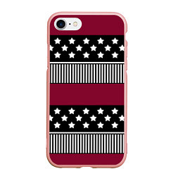 Чехол iPhone 7/8 матовый Burgundy black striped pattern, цвет: 3D-светло-розовый