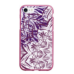 Чехол iPhone 7/8 матовый Фиолетовые мандалы, цвет: 3D-малиновый