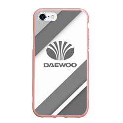 Чехол iPhone 7/8 матовый Daewoo - серые полосы, цвет: 3D-светло-розовый