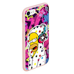 Чехол iPhone 7/8 матовый Гомер Симпсон в звёздном балахоне!, цвет: 3D-светло-розовый — фото 2