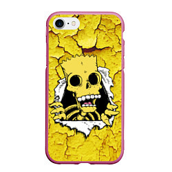Чехол iPhone 7/8 матовый Скелет Барта Симпсона разрывает штукатурку стены