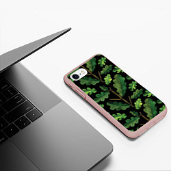 Чехол iPhone 7/8 матовый Дубовый паттерн, цвет: 3D-светло-розовый — фото 2