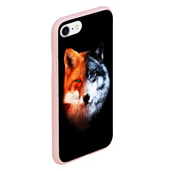Чехол iPhone 7/8 матовый Волк и Лисица, цвет: 3D-светло-розовый — фото 2