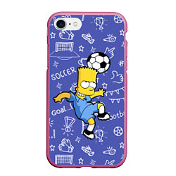 Чехол iPhone 7/8 матовый Барт Симпсон бьёт футбольный мяч головой