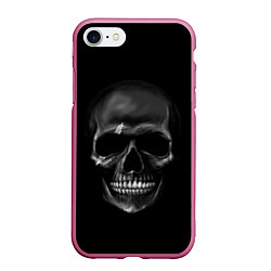 Чехол iPhone 7/8 матовый Карбоновый череп, цвет: 3D-малиновый