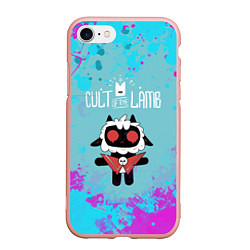 Чехол iPhone 7/8 матовый Овечка арт - Cult of the lamb, цвет: 3D-светло-розовый