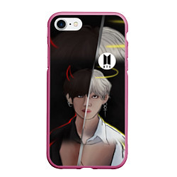 Чехол iPhone 7/8 матовый BTS Kim Taehyung, цвет: 3D-малиновый