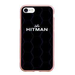 Чехол iPhone 7/8 матовый Hitman соты неон, цвет: 3D-светло-розовый