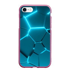 Чехол iPhone 7/8 матовый Ледяные неоновые геометрические плиты, цвет: 3D-малиновый