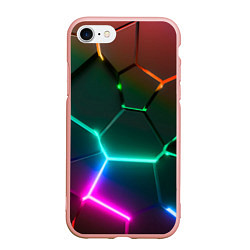 Чехол iPhone 7/8 матовый Радужный градиент неоновые геометрические плиты