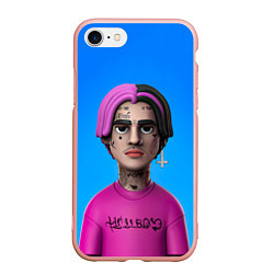 Чехол iPhone 7/8 матовый Lil Peep На Синем Фоне, цвет: 3D-светло-розовый