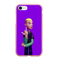 Чехол iPhone 7/8 матовый Lil Peep На Фиолетовом Фоне