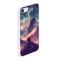 Чехол iPhone 7/8 матовый В горах Вечерний пейзаж, цвет: 3D-белый — фото 2