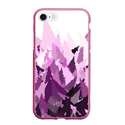 Чехол iPhone 7/8 матовый Мозаичный узор в розовых и сиреневых тонах на бело, цвет: 3D-малиновый