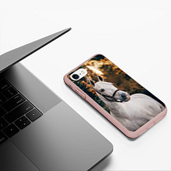 Чехол iPhone 7/8 матовый Белая лошадка, цвет: 3D-светло-розовый — фото 2
