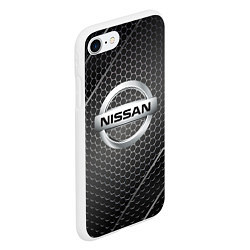 Чехол iPhone 7/8 матовый Nissan метал карбон, цвет: 3D-белый — фото 2