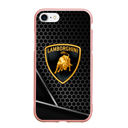 Чехол iPhone 7/8 матовый Lamborghini Соты карбон, цвет: 3D-светло-розовый