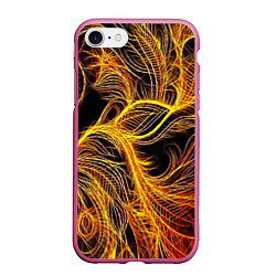 Чехол iPhone 7/8 матовый Фрактальные перья, цвет: 3D-малиновый