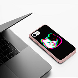 Чехол iPhone 7/8 матовый Danganronpa glitch monokuma, цвет: 3D-светло-розовый — фото 2