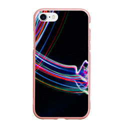 Чехол iPhone 7/8 матовый Неоновые линии во тьме, цвет: 3D-светло-розовый