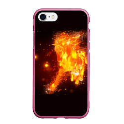 Чехол iPhone 7/8 матовый Огненная лошадь мчит галопом, цвет: 3D-малиновый