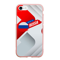 Чехол iPhone 7/8 матовый Welcome to Russia red & white, цвет: 3D-светло-розовый