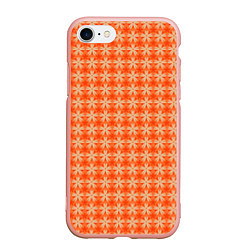 Чехол iPhone 7/8 матовый Цветочки на оранжевом фоне, цвет: 3D-светло-розовый