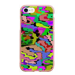 Чехол iPhone 7/8 матовый Разноцветный клетчатый камуфляж