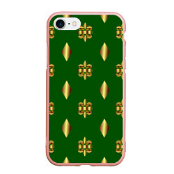 Чехол iPhone 7/8 матовый Золото узоры на зеленом фоне