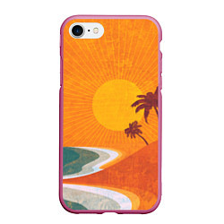 Чехол iPhone 7/8 матовый Закат на побережье минимализм