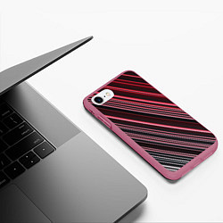 Чехол iPhone 7/8 матовый Абстрактные неоновые линии и полосы, цвет: 3D-малиновый — фото 2